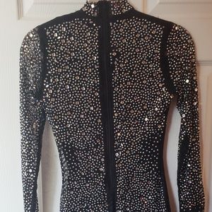 on a pedestal rhinestone mini dress
